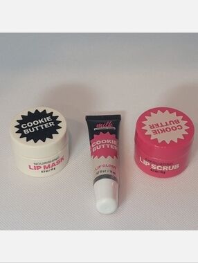 BBW Milk Bar Cookie Butter 2025 Lip Mask Gloss Scrub 3 Pc Set New All Sealed OOS